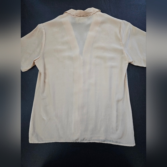 Vintage - Rare Silk "Miriam Soltes for Nathan One" Tan Sheer Blouse - Size S - Picture 8 of 10